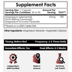 Nootropics Depot, Tauromag 800 mg, Magnesium Acetyl-Taurate, 30 капсул